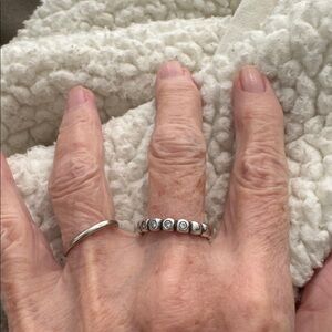 Elegant sterling Silver Band w Cubic zirconia stones stackable ring bubble